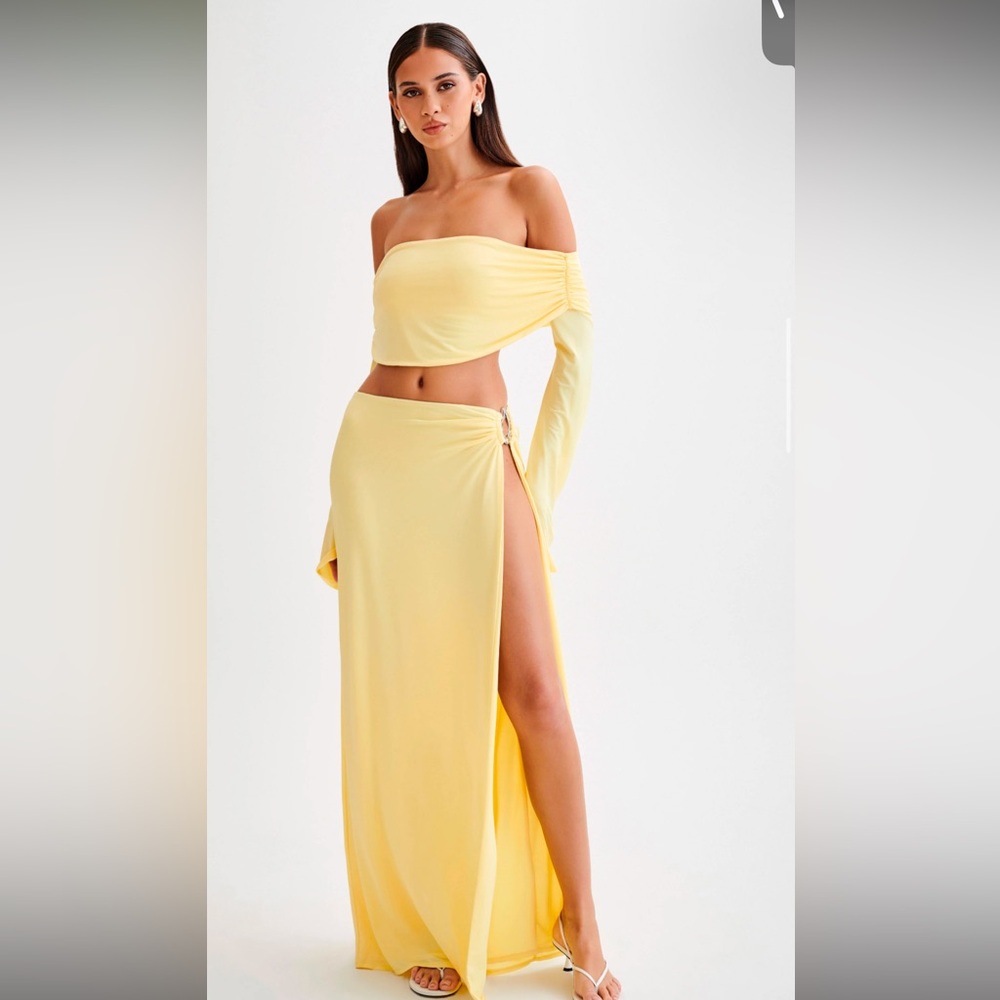 Suri Slinky Maxi Skirt With Silver Hardware - Yellow